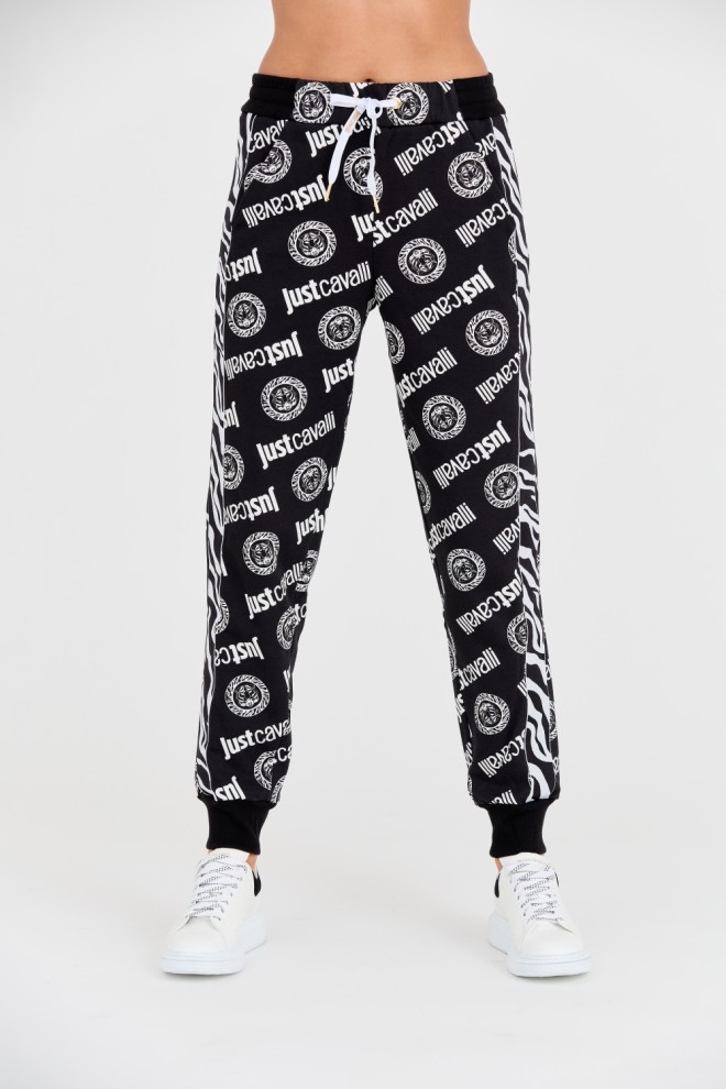 JUST CAVALLI Pantaloni de trening Logo Tigre negri pentru femei