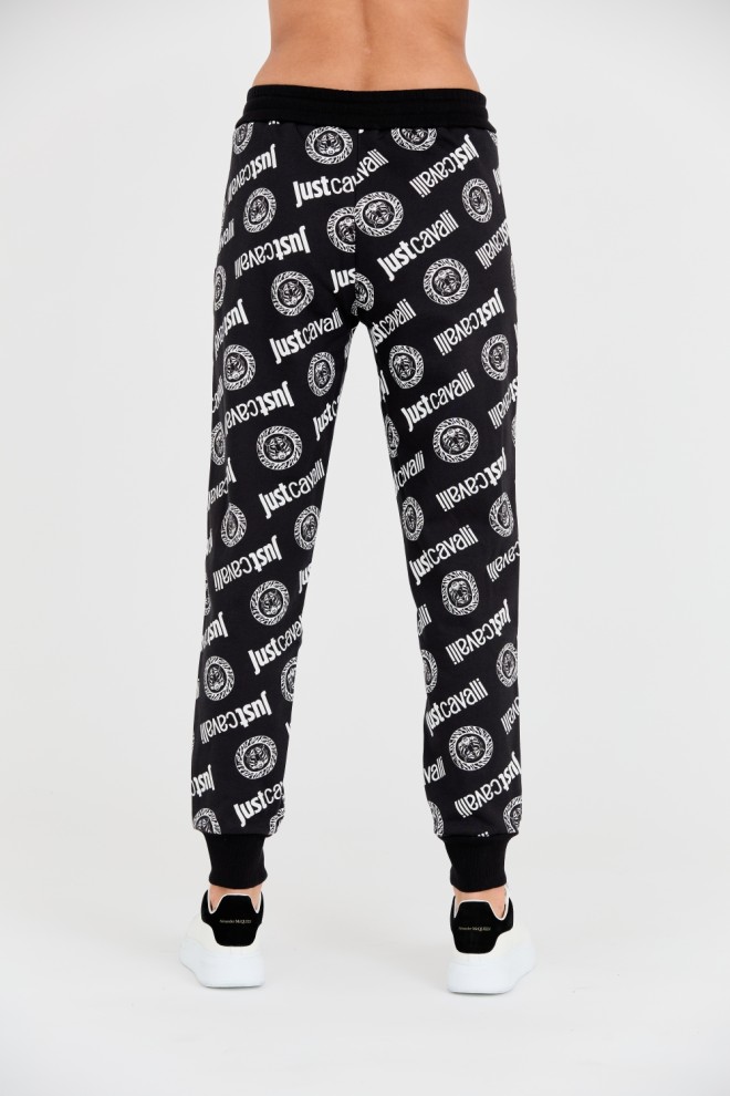 JUST CAVALLI Pantaloni de trening Logo Tigre negri pentru femei