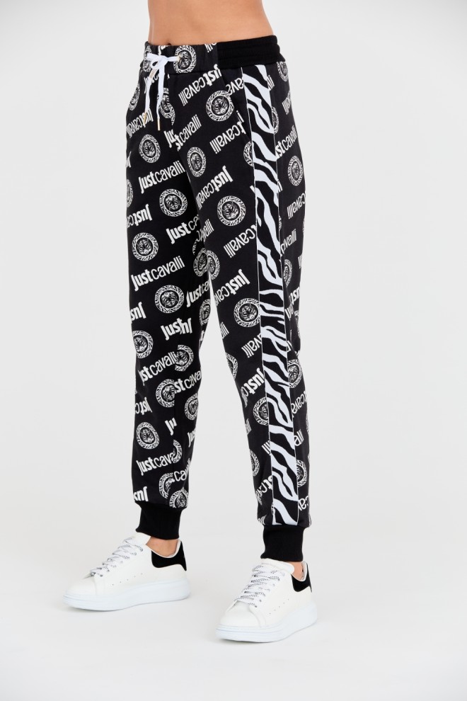 JUST CAVALLI Pantaloni de trening Logo Tigre negri pentru femei