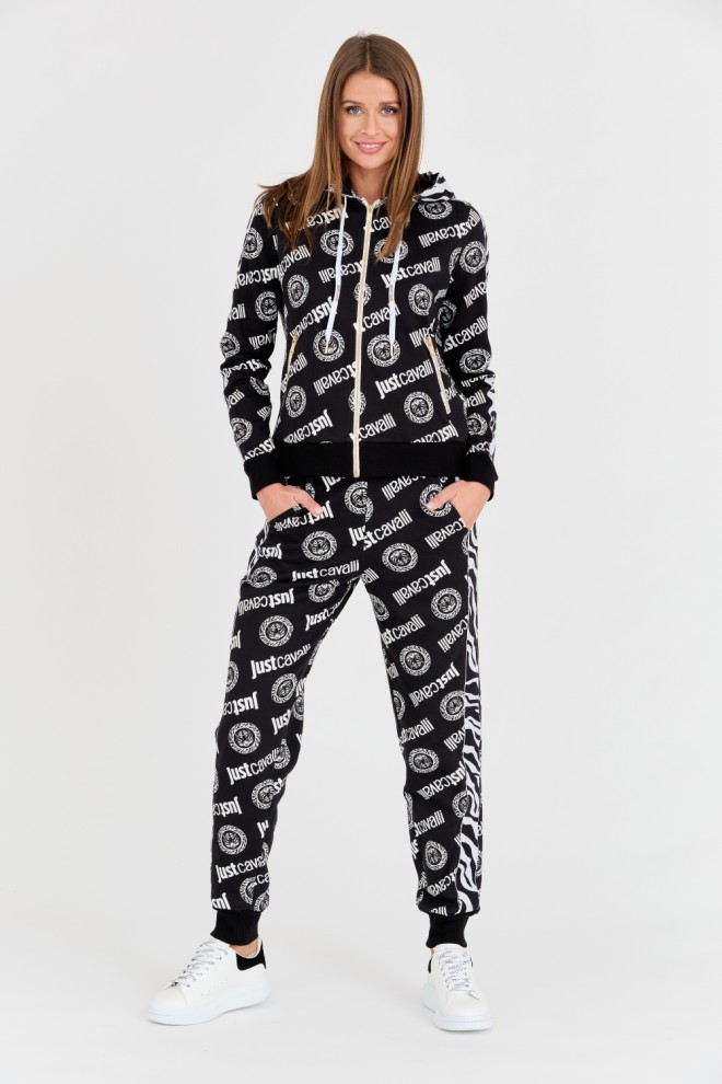JUST CAVALLI Pantaloni de trening Logo Tigre negri pentru femei