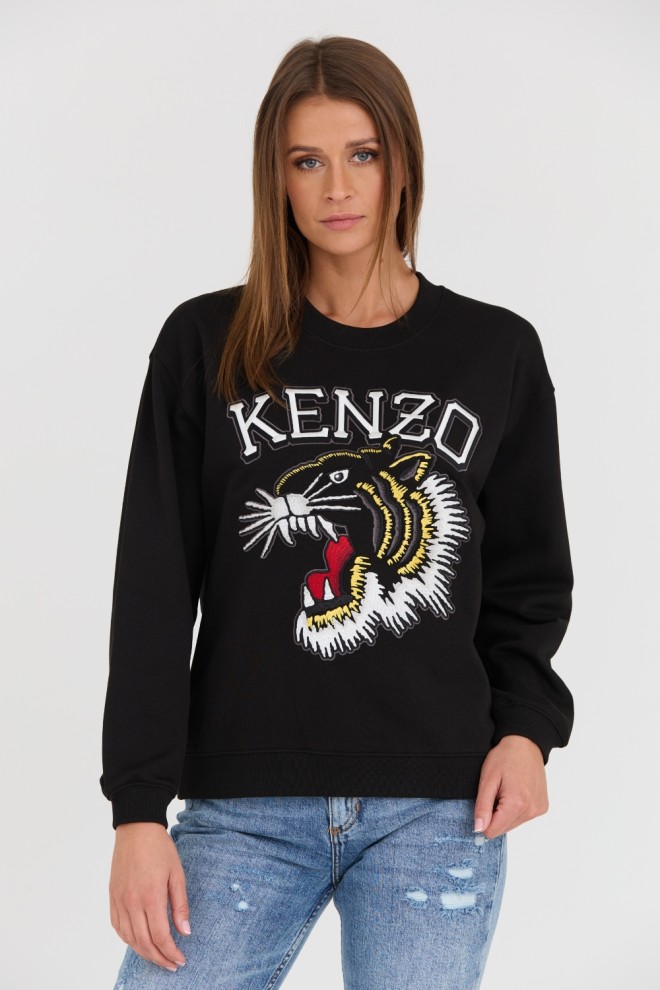 KENZO Czarna bluza TIGER VARSITY JUNGLE CREW-NEC