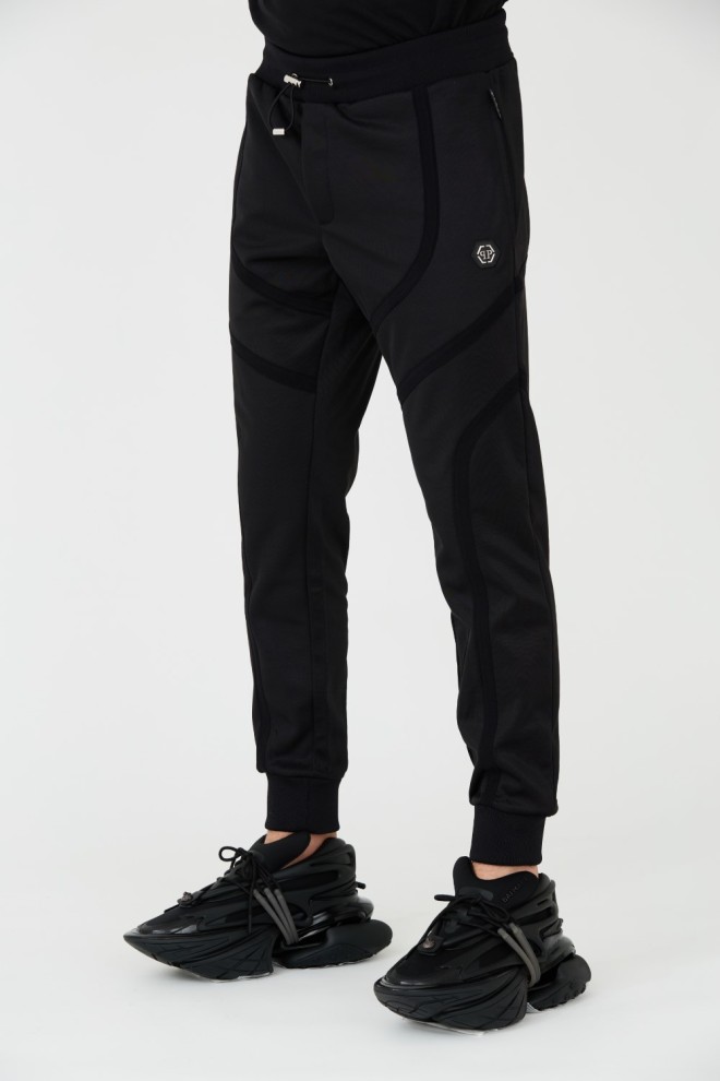 PHILIPP PLEIN Bărbați Negru Jogging Tracksuit Trousers Basic