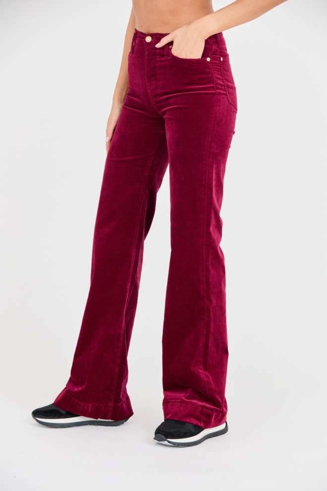 7 FOR ALL MANKIND Maroon Women's Modern Dojo Velvet Pants