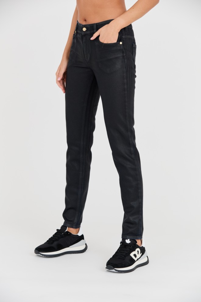 JUST CAVALLI Skinny Black blugi lucioși pentru femei