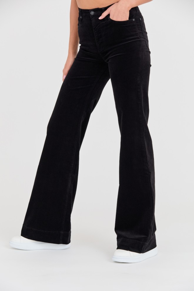 7 FOR ALL MANKIND Black Women's Modern Dojo Velvet Pants