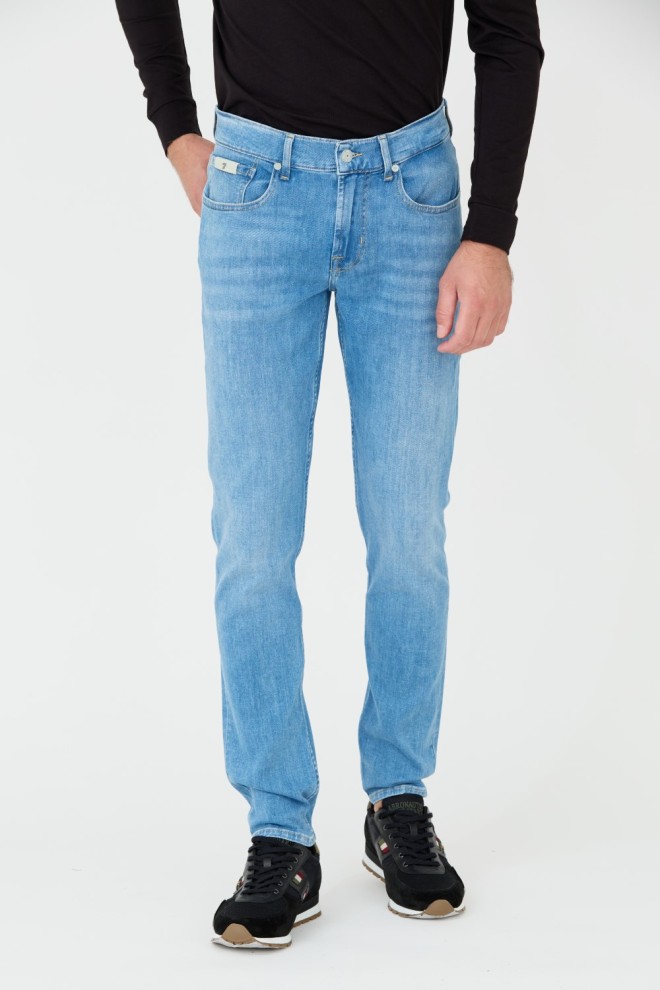 7 FOR ALL MANKIND Blue Blugi Slimmy Tapered pentru bărbați