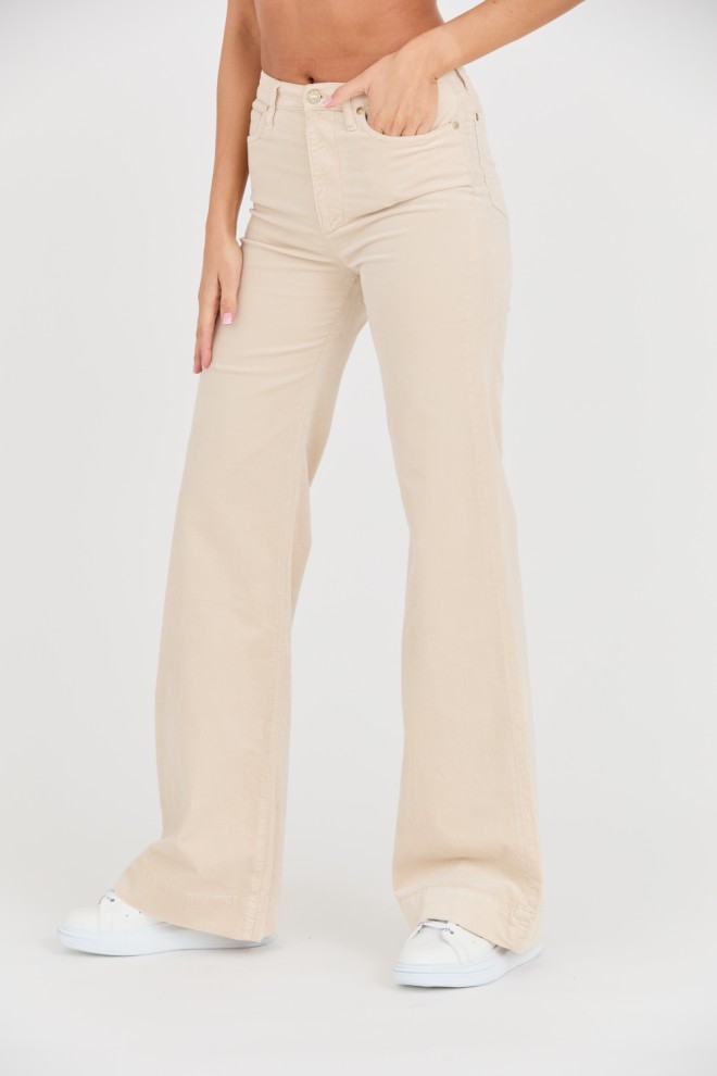 7 FOR ALL MANKIND Pantaloni moderni Dojo din catifea bej pentru femei