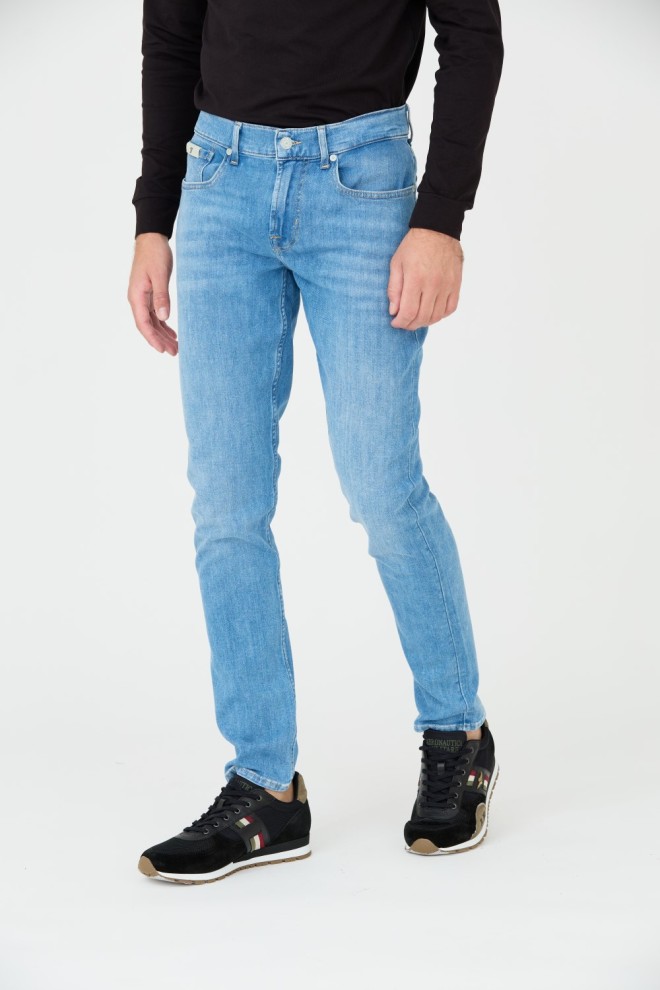 7 FOR ALL MANKIND Blue Blugi Slimmy Tapered pentru bărbați