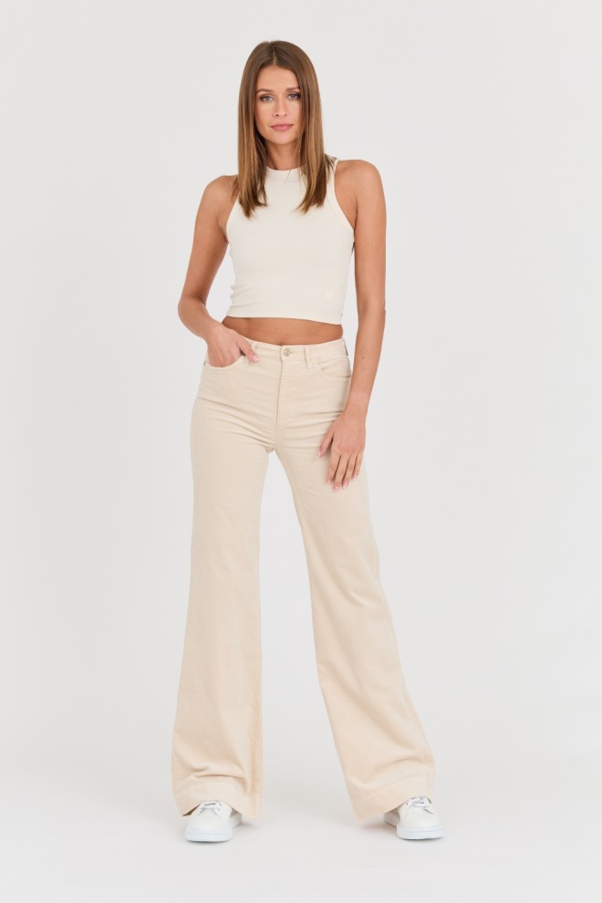 7 FOR ALL MANKIND Pantaloni moderni Dojo din catifea bej pentru femei