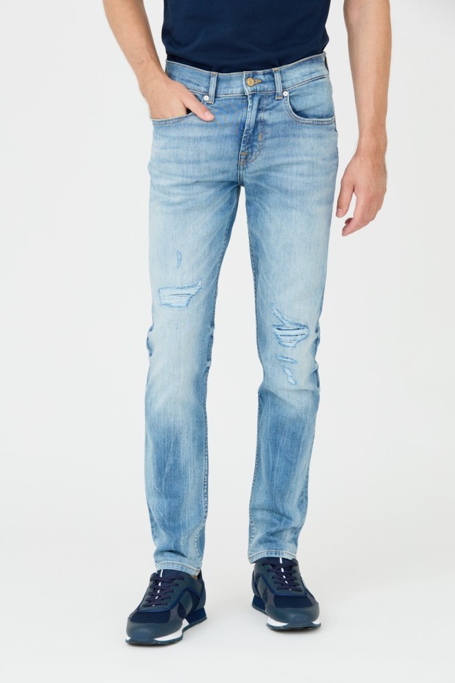 7 FOR ALL MANKIND Blue Blugi Slimmy Tapered pentru bărbați