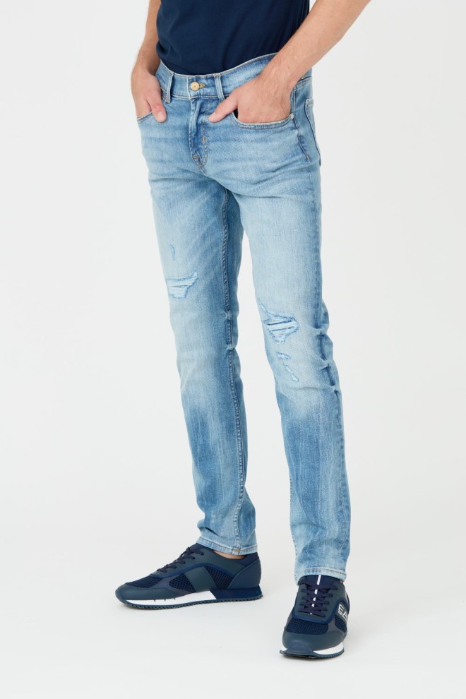7 FOR ALL MANKIND Blue Blugi Slimmy Tapered pentru bărbați
