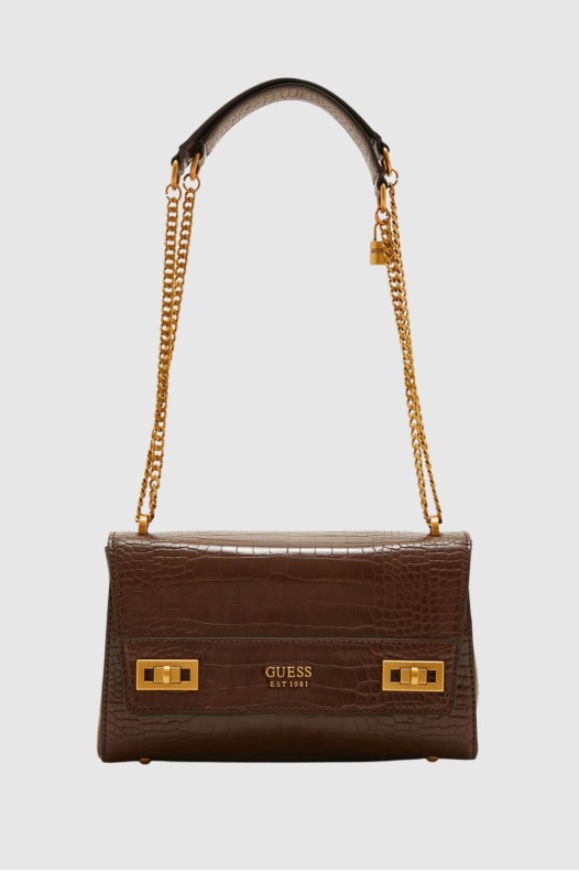 GUESS Brown Katey Croc Handbag