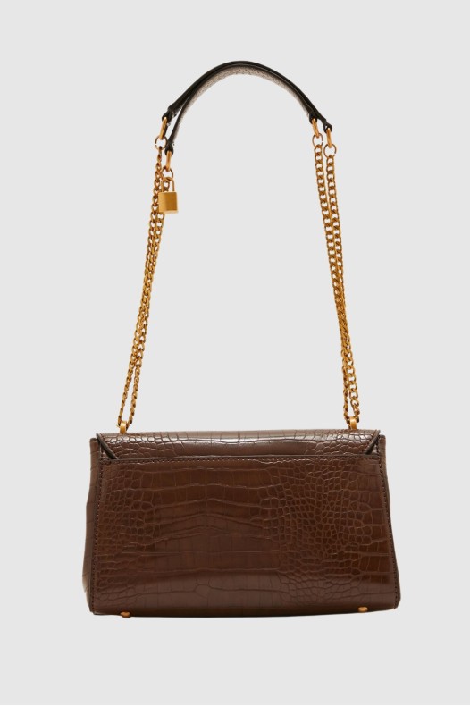 GUESS Brown Katey Croc Handbag