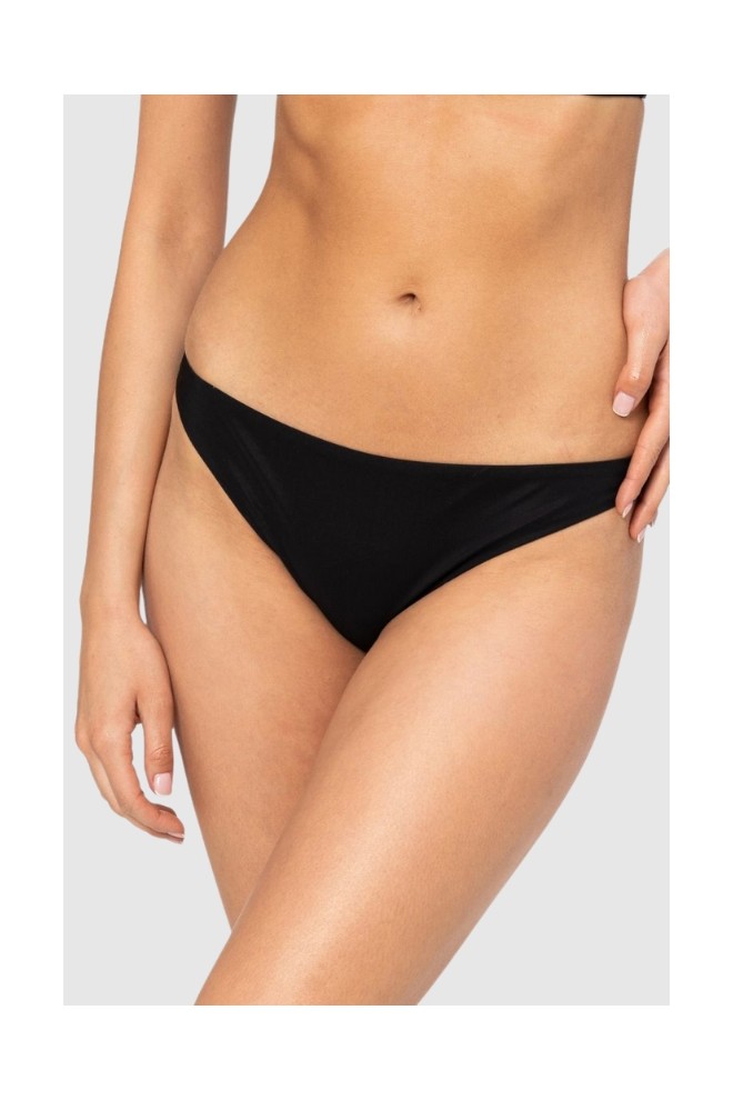 MOSCHINO Fund de bikini negru cu logo auriu