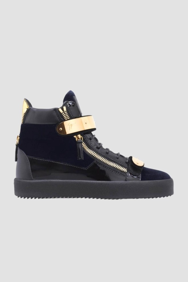 GIUSEPPE ZANOTTI Granatowe wysokie sneakersy