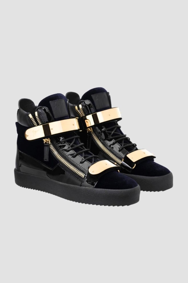 GIUSEPPE ZANOTTI Granatowe wysokie sneakersy