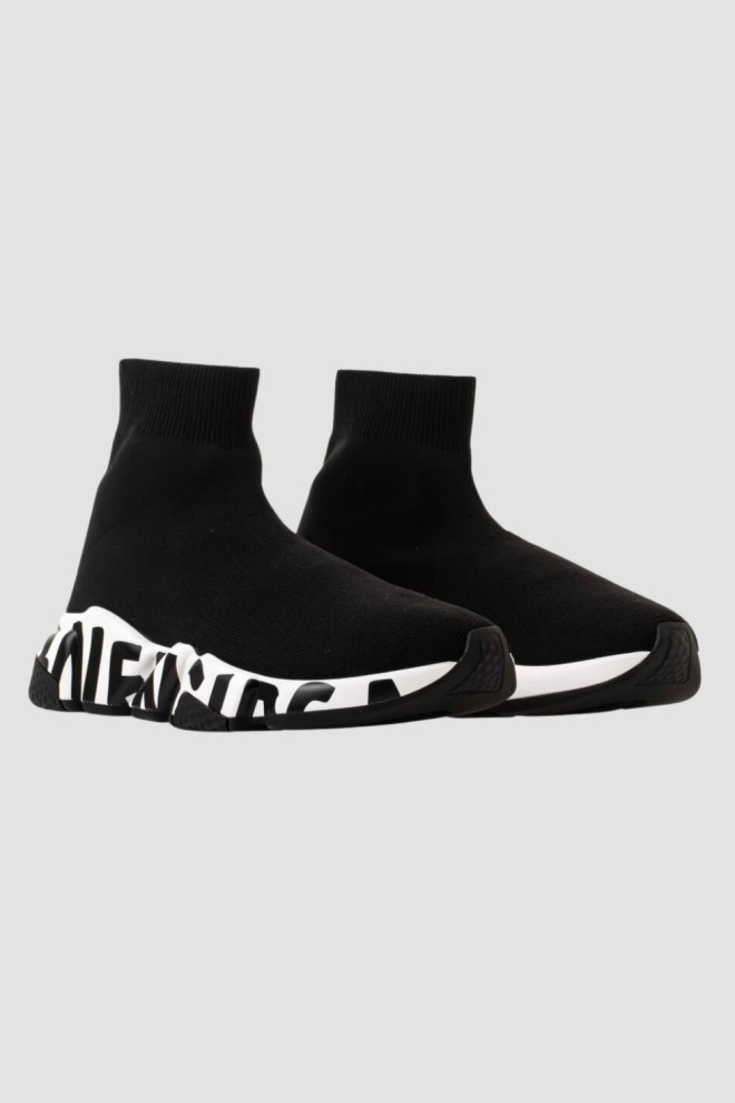 BALENCIAGA Black SPEED LT GRAFFITI SNEAKERS shoes