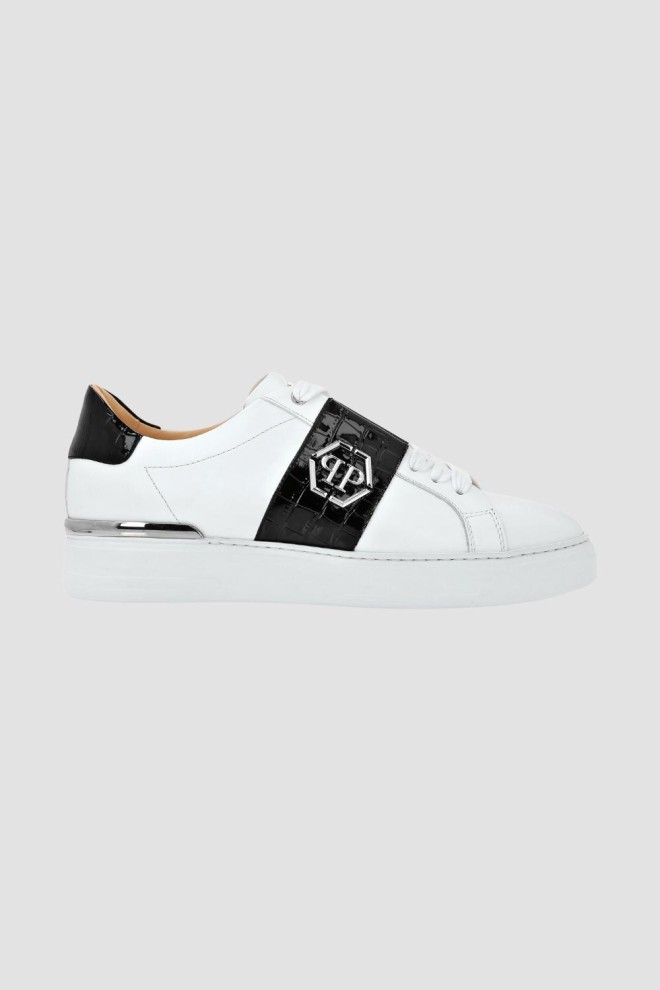 PHILIPP PLEIN White Leather Lo-top sneakers