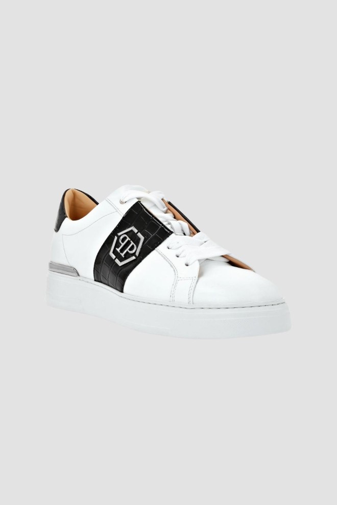 PHILIPP PLEIN Białe sneakersy Leather Lo-top