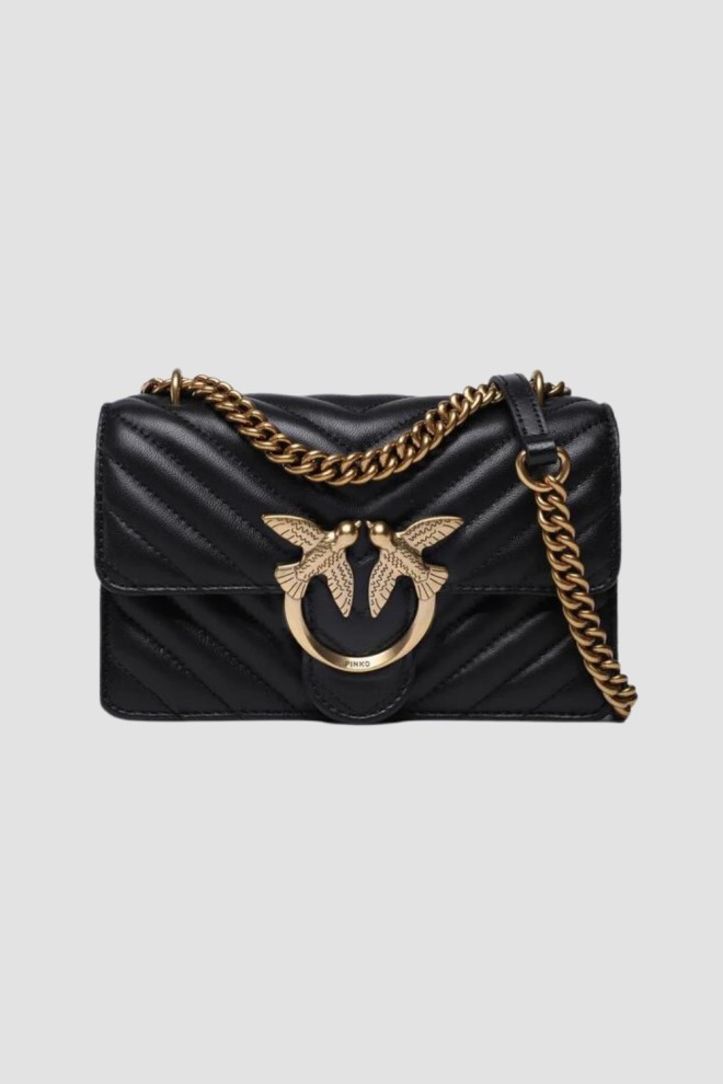 PINKO Black Love One Mini DC Sheep Nappa Handbag