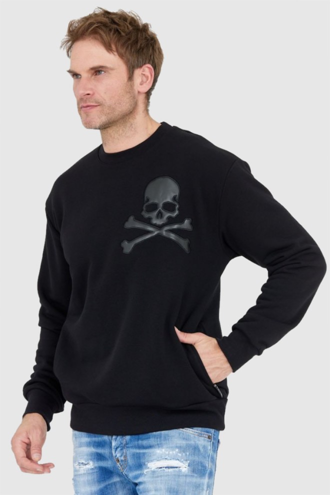 PHILIPP PLEIN Black men's ls skull sweatshirt