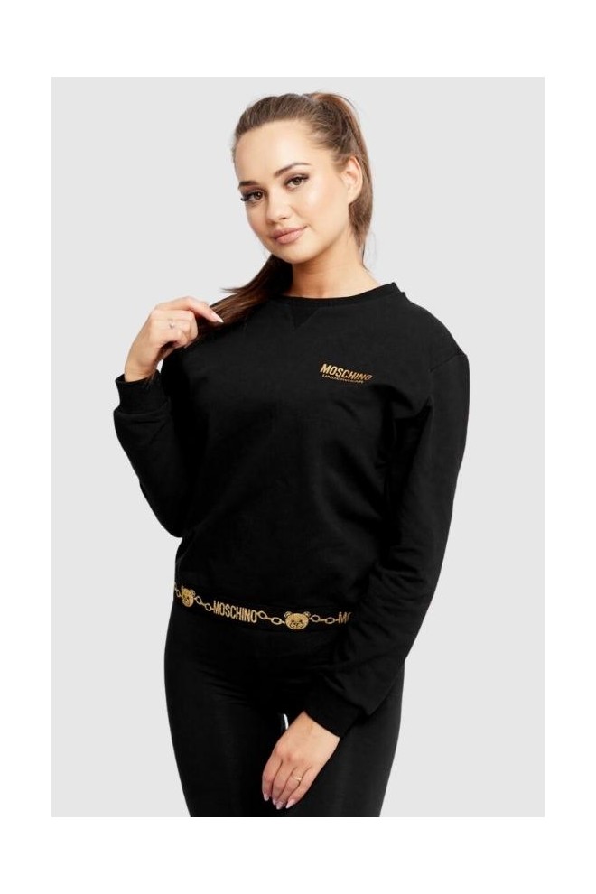 MOSCHINO Black women's sweatshirt with gold logo