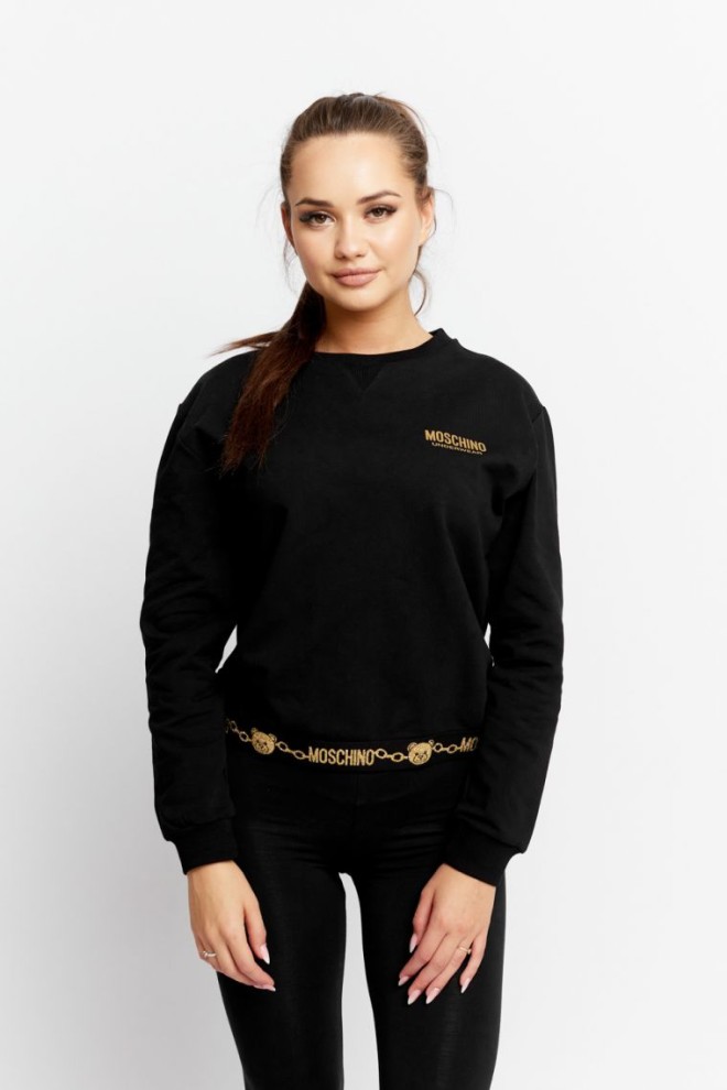 MOSCHINO Black women's sweatshirt with gold logo