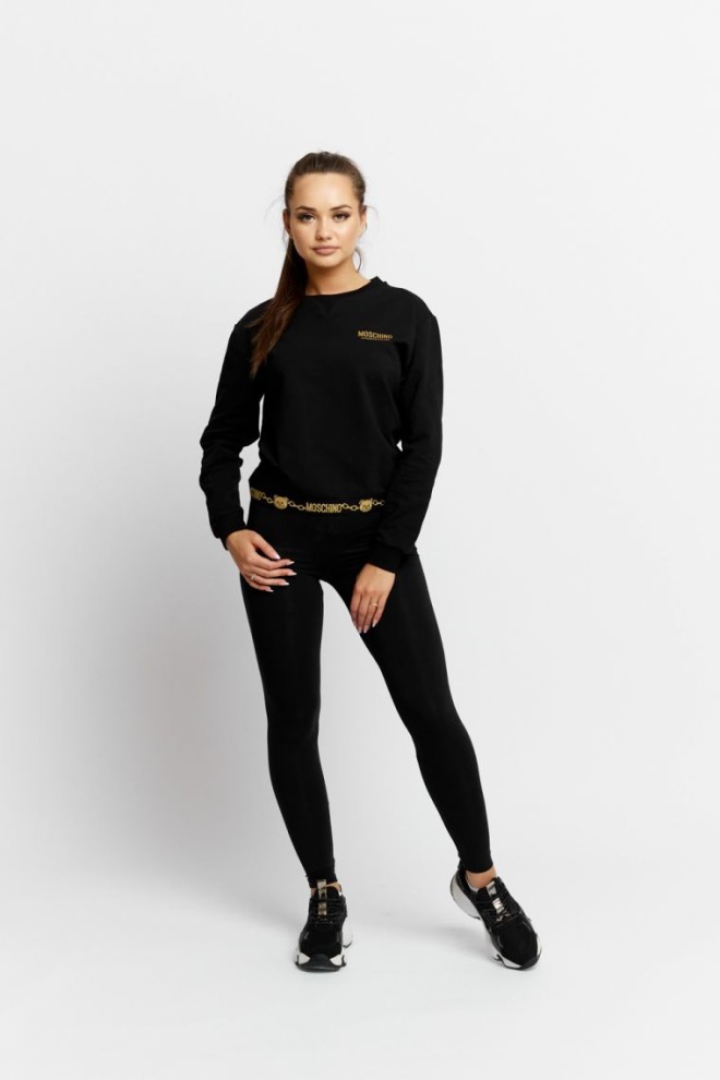 MOSCHINO Black women's sweatshirt with gold logo