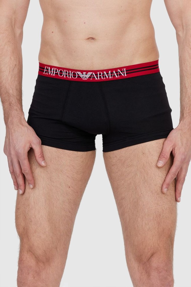 EMPORIO ARMANI Black and red boxer shorts with logo 3 packs