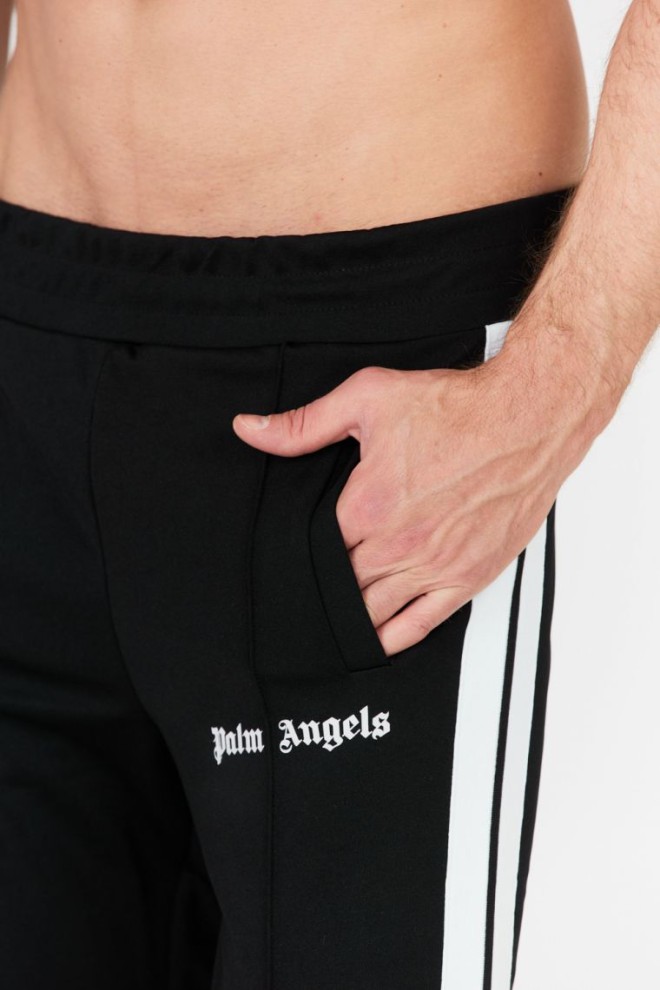 PALM ANGELS Black sweatpants with stripes