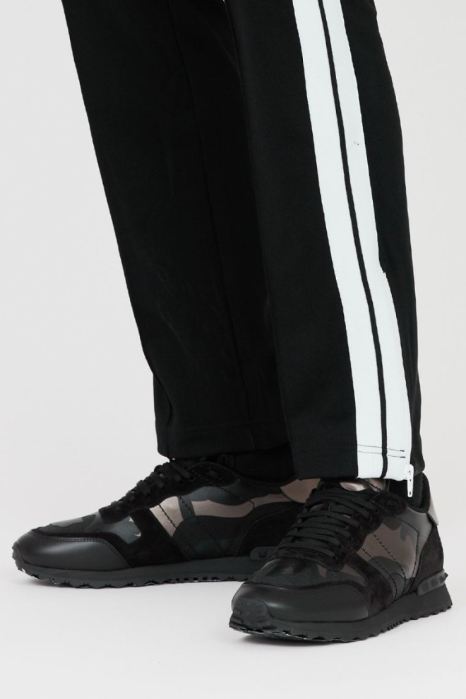 PALM ANGELS Black sweatpants with stripes