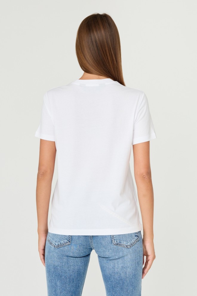 JUST CAVALLI White t-shirt R LOGO CRYSTAL