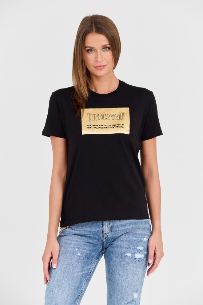 JUST CAVALLI Black R Gold Tiger Label t-shirt