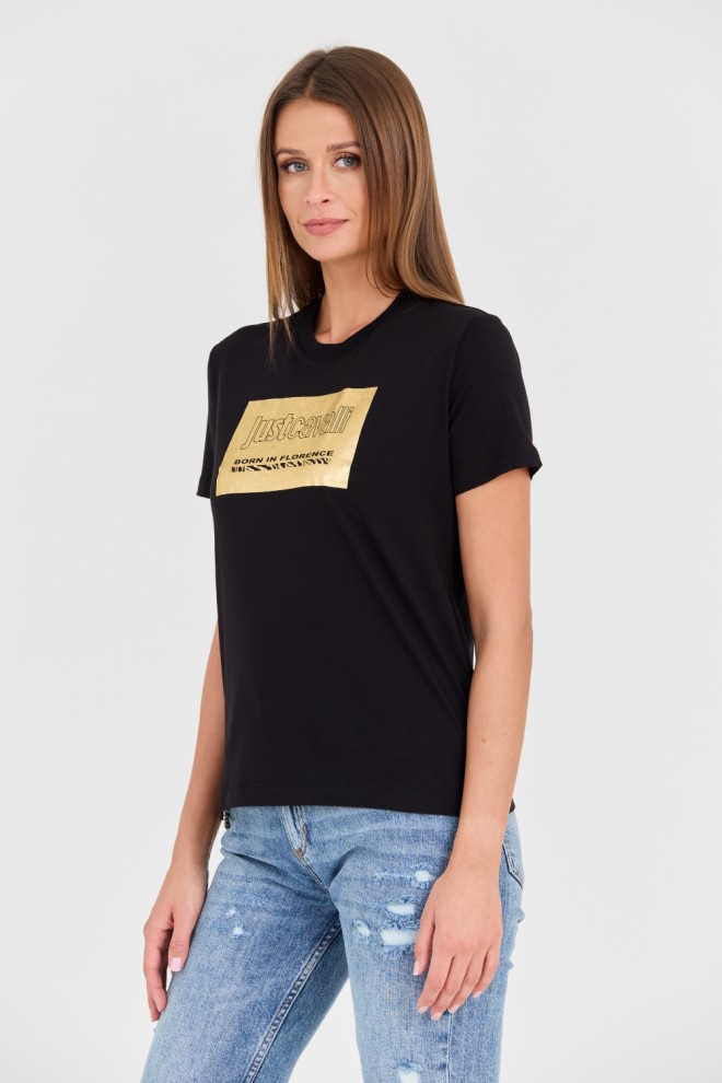 JUST CAVALLI Black R Gold Tiger Label t-shirt