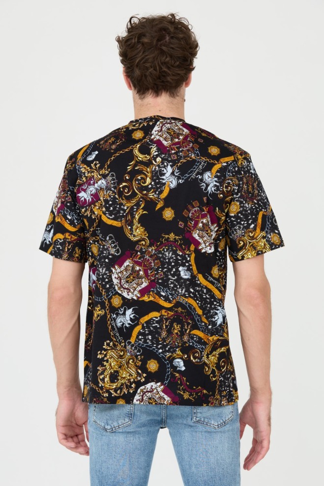 JUST CAVALLI T-shirt czarny R Print Iconic Schields