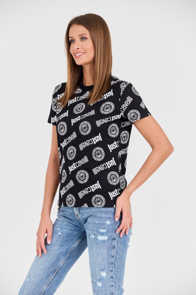 JUST CAVALLI Tricou negru pentru femei R Logo Tigre
