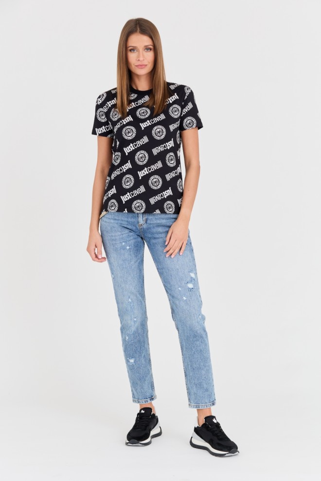 JUST CAVALLI Tricou negru pentru femei R Logo Tigre