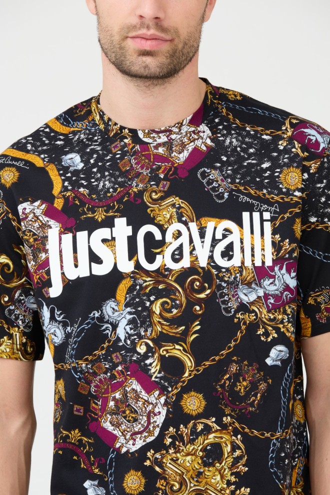 Футболка JUST CAVALLI чорна R Print Iconic Schields