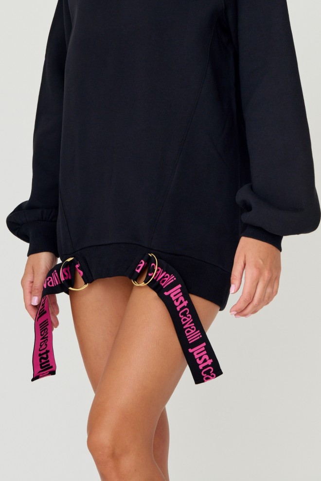 JUST CAVALLI Black sweatshirt R LOGO CRYSTAL