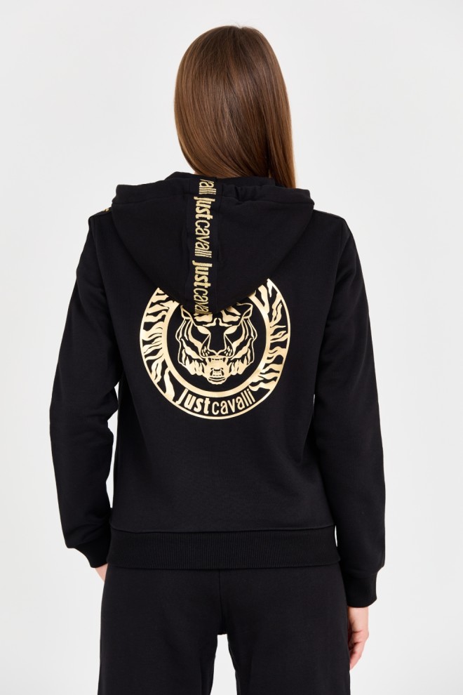 JUST CAVALLI Black T-round Gold Sweatshirt