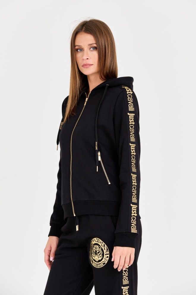 JUST CAVALLI Tricou negru pentru femei T-round Gold