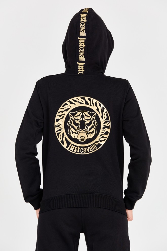 JUST CAVALLI Black T-round Gold Sweatshirt