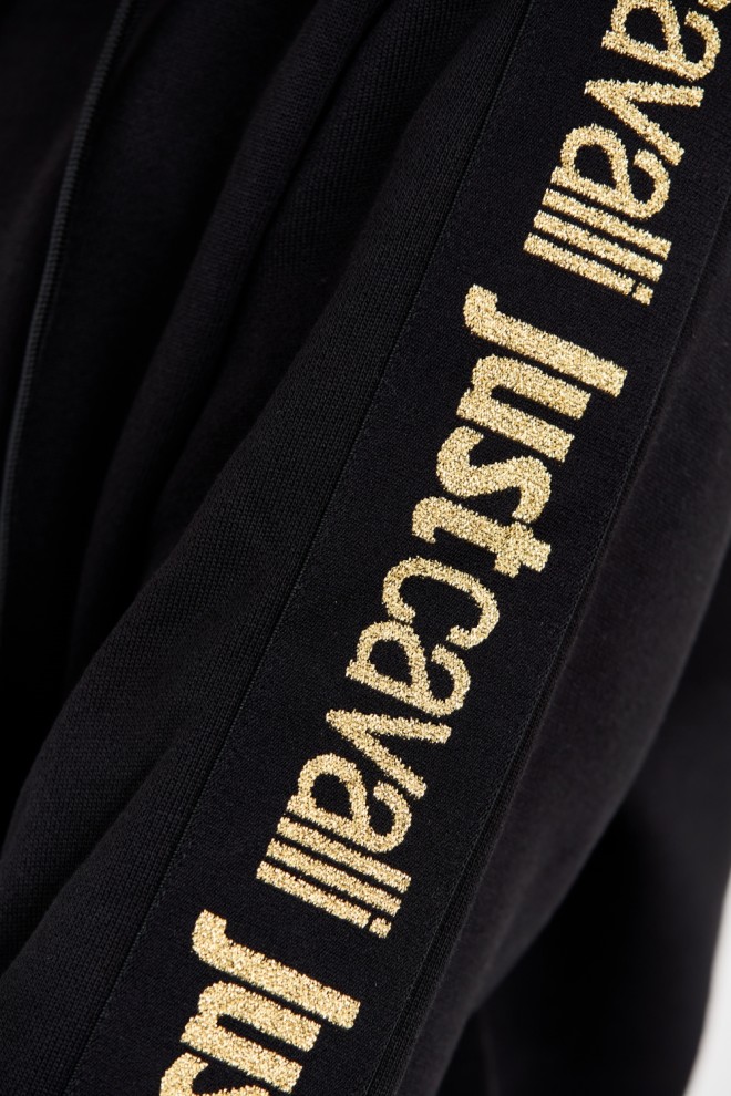 JUST CAVALLI Tricou negru pentru femei T-round Gold