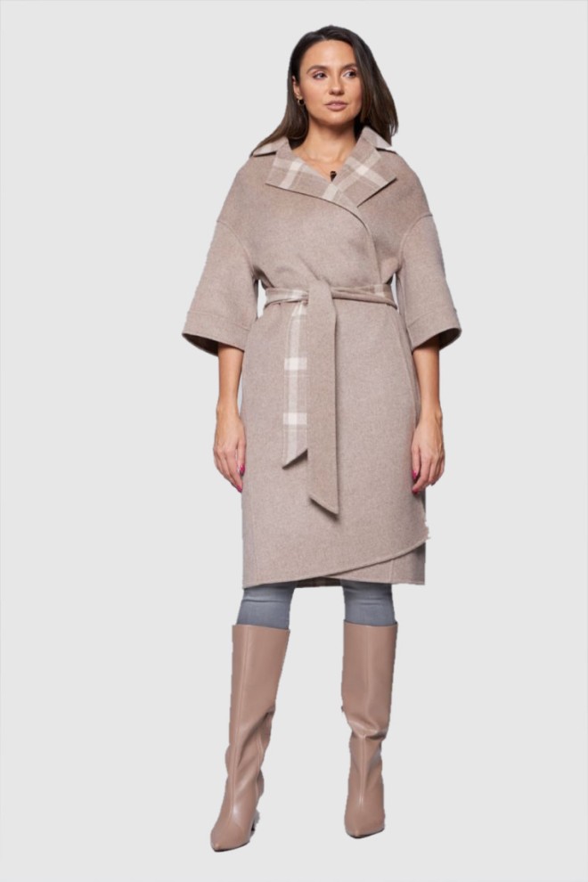 DIEGO M Palton de damă în taupe
