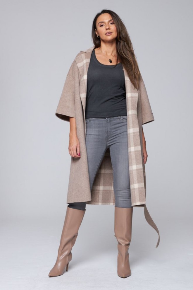 DIEGO M Women's coat in taupe color