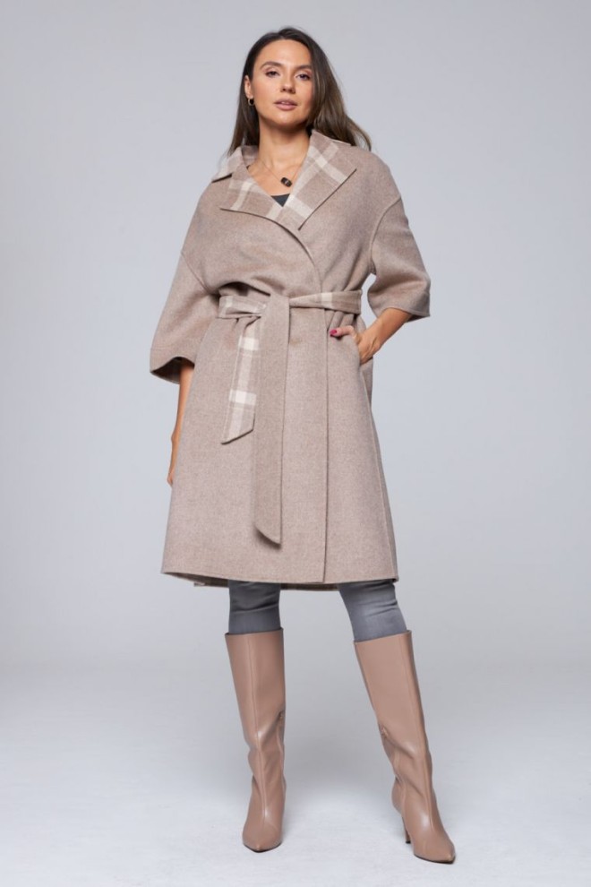 DIEGO M Women's coat in taupe color