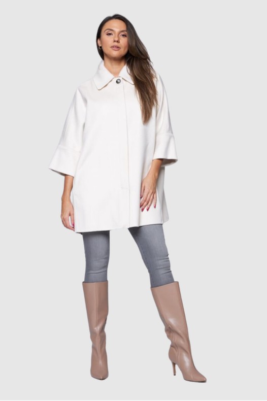 DIEGO M Palton de lână ecru...