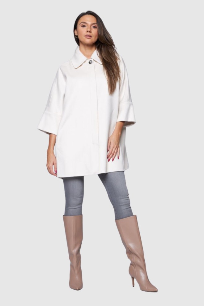 DIEGO M Palton de lână ecru pentru femei