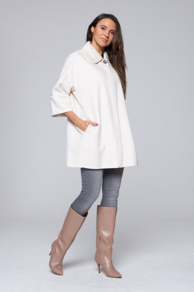 DIEGO M Wool coat for women in ecru color