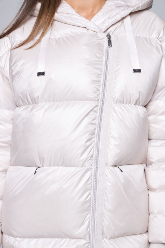 DIEGO M Ecru down jacket with hood